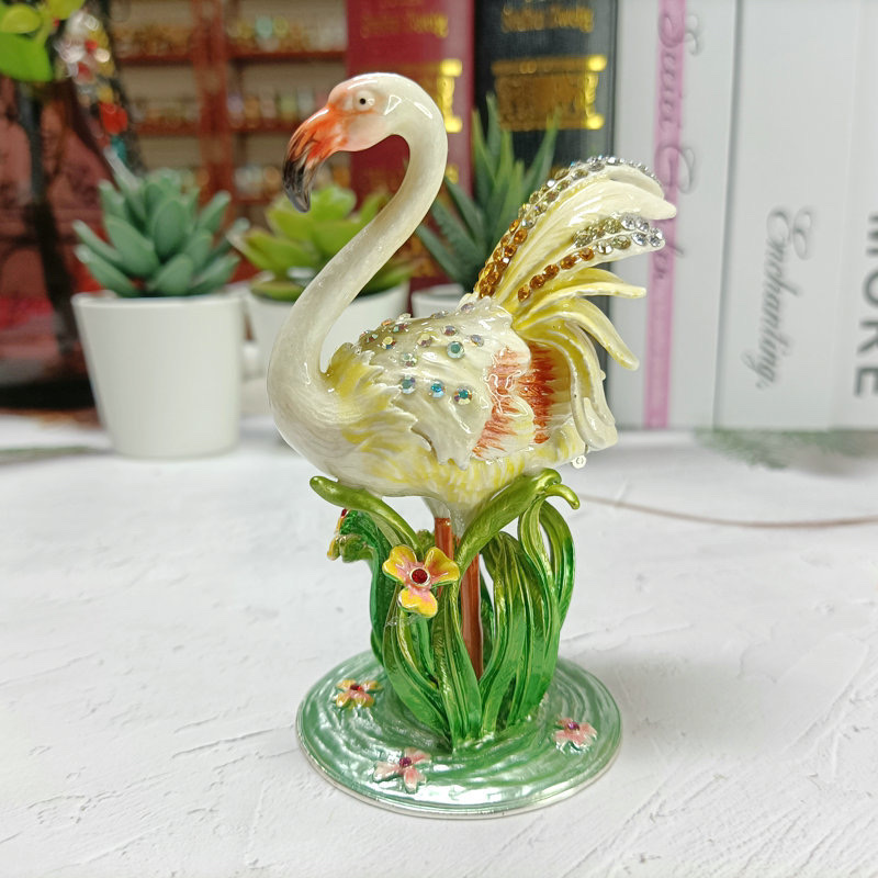 Fuhou 1014 Flamingo Alloy Animal Jewelry Box Ornament detail image 2