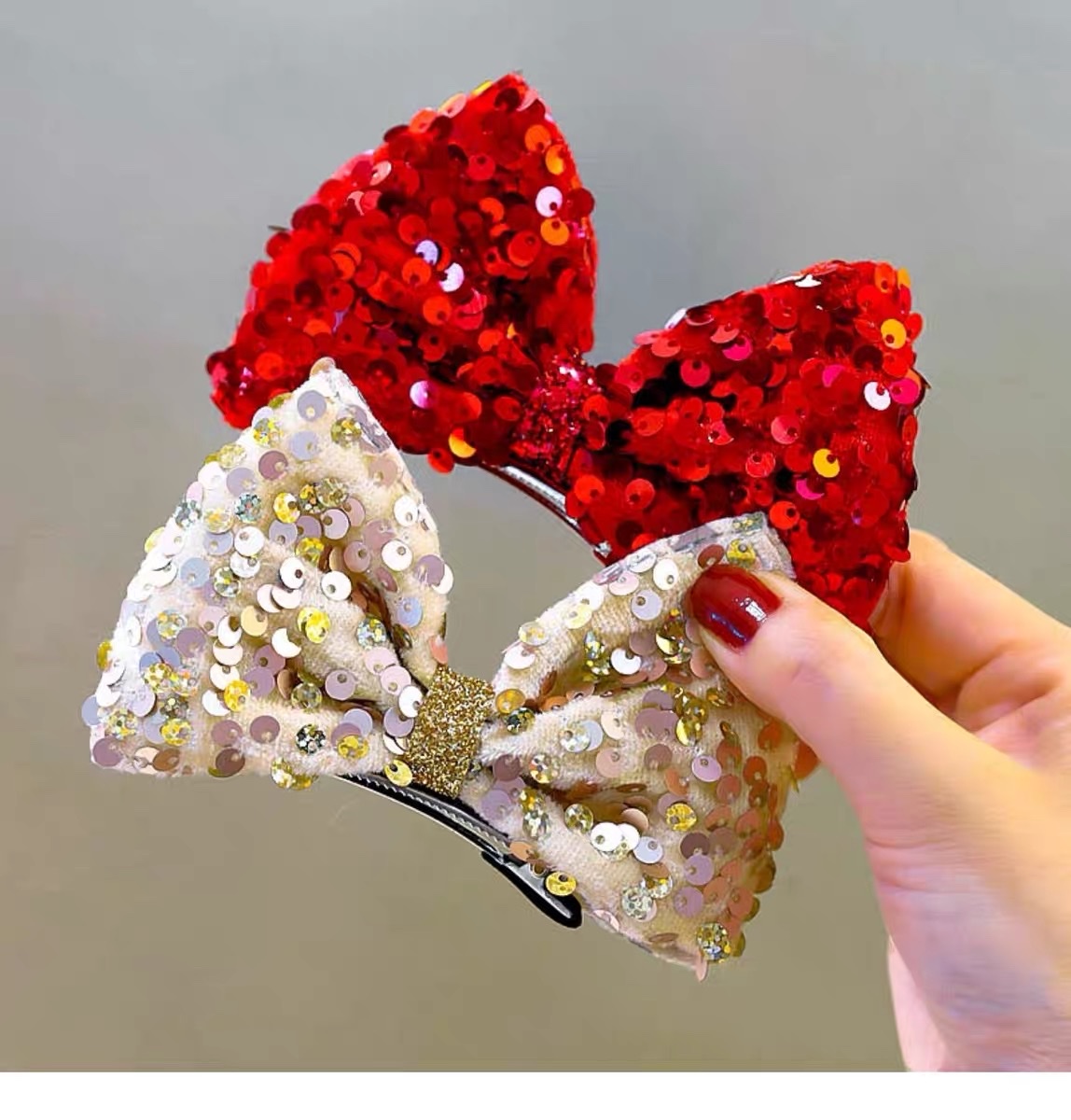 韩国爆款亮片立体大蝴蝶结儿童女生专用舞台表演可爱发夹发卡儿童发卡详情图3