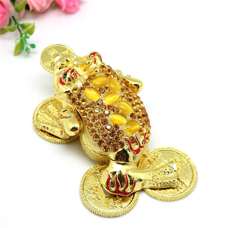 Alloy golden toad jewelry box, rhinestone jewelry box ornament details Picture
