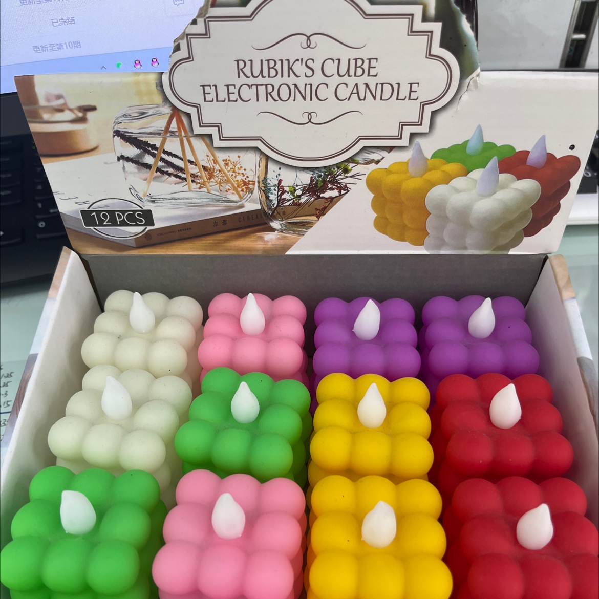 Electric Candle Mixed Color Rubik's Cube 12 Sets Featuring Rubik's Cube Powder details Picture