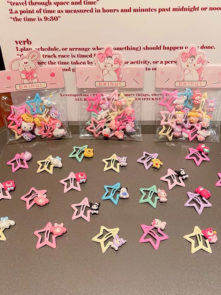 儿童发夹小女孩可爱卡通五角星多巴胺BB夹女童韩版新款不伤发发饰发夹细节图