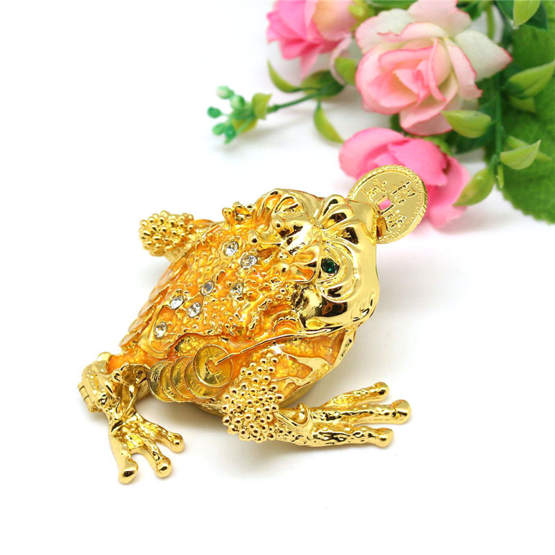 Alloy golden toad jewelry box ornament
