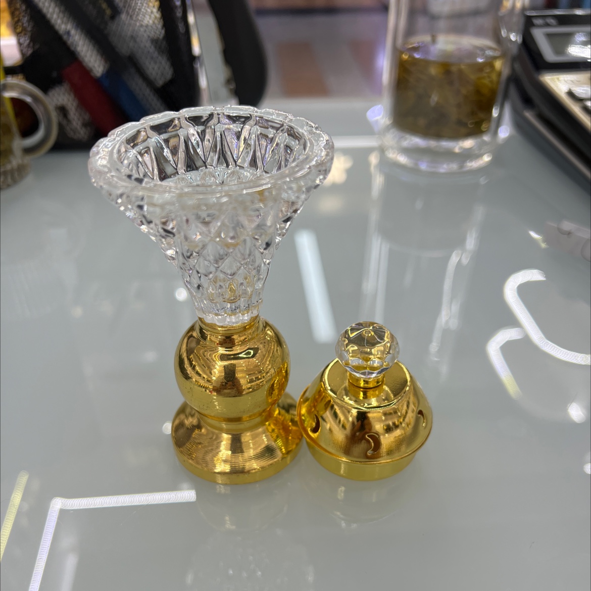 创意玻璃带盖子香炉摆件。烛台摆件 工艺品摆件产品图