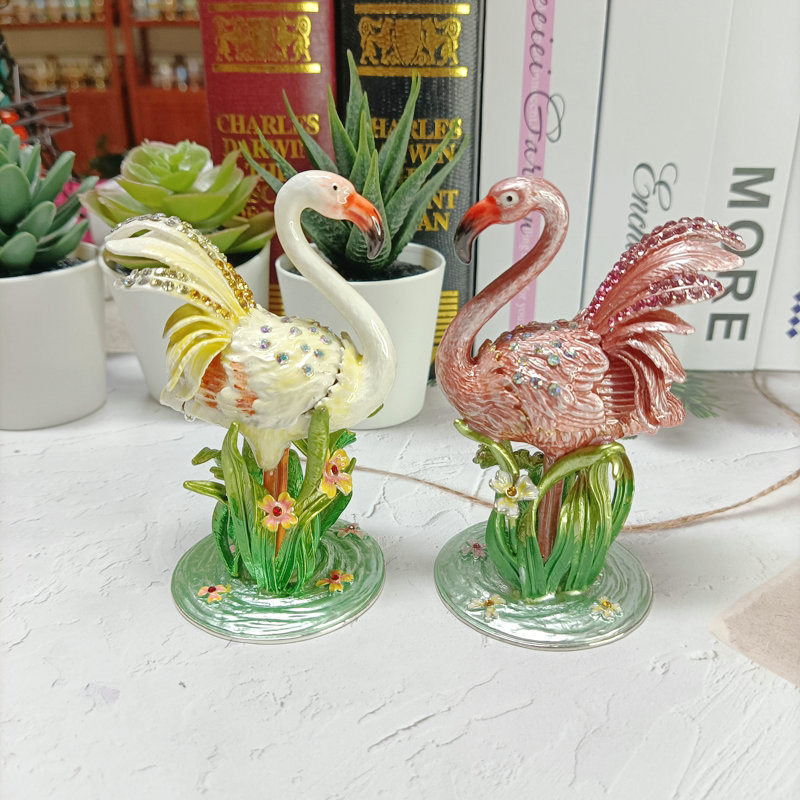 Fuhou 1014 Flamingo Alloy Animal Jewelry Box Ornament details Picture