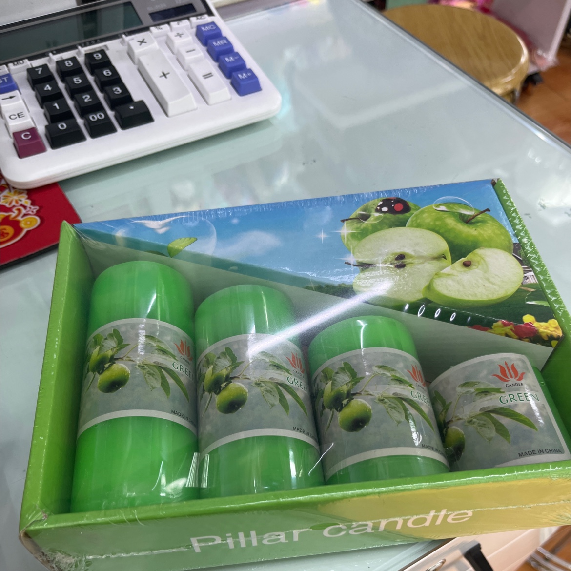 Green Cylindrical Candle Set, Color Box Packaging Valentine's Day Gift Romantic details Picture