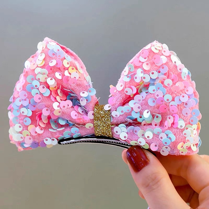 韩国爆款亮片立体大蝴蝶结儿童女生专用舞台表演可爱发夹发卡儿童发卡