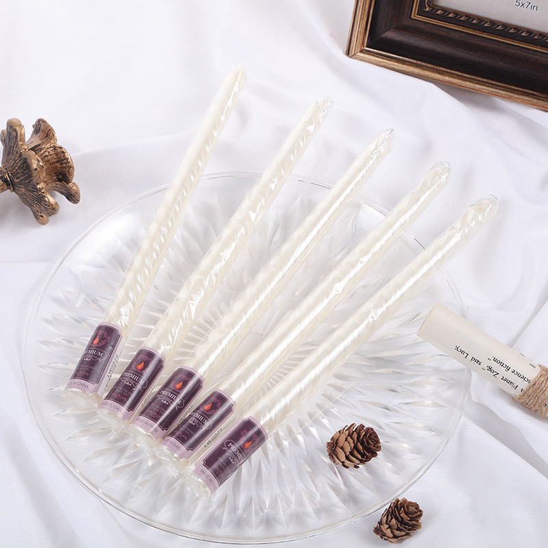 Wholesale of classic 10-inch colored European-style threaded long-pole candles for home romantic weddings, smokeless and odorless pole wax for cross-border use Specification image