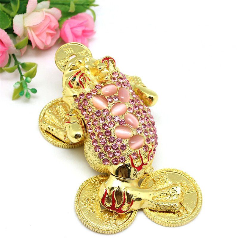 Alloy golden toad jewelry box, rhinestone jewelry box ornament