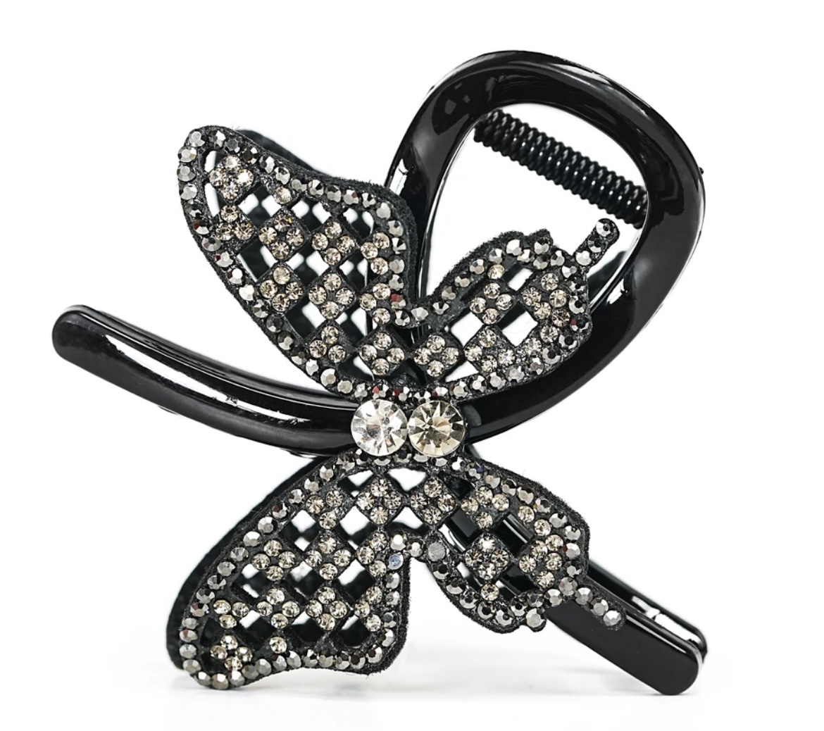 韩版抓夹星光闪闪满钻蝴蝶抓夹韩版优雅气质鲨鱼夹发饰头饰发夹