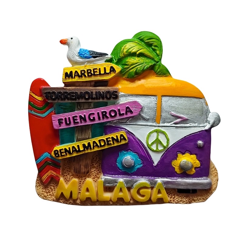 西班牙安达卢西亚马拉加创意路牌巴士路标旅游收藏纪念品冰箱贴