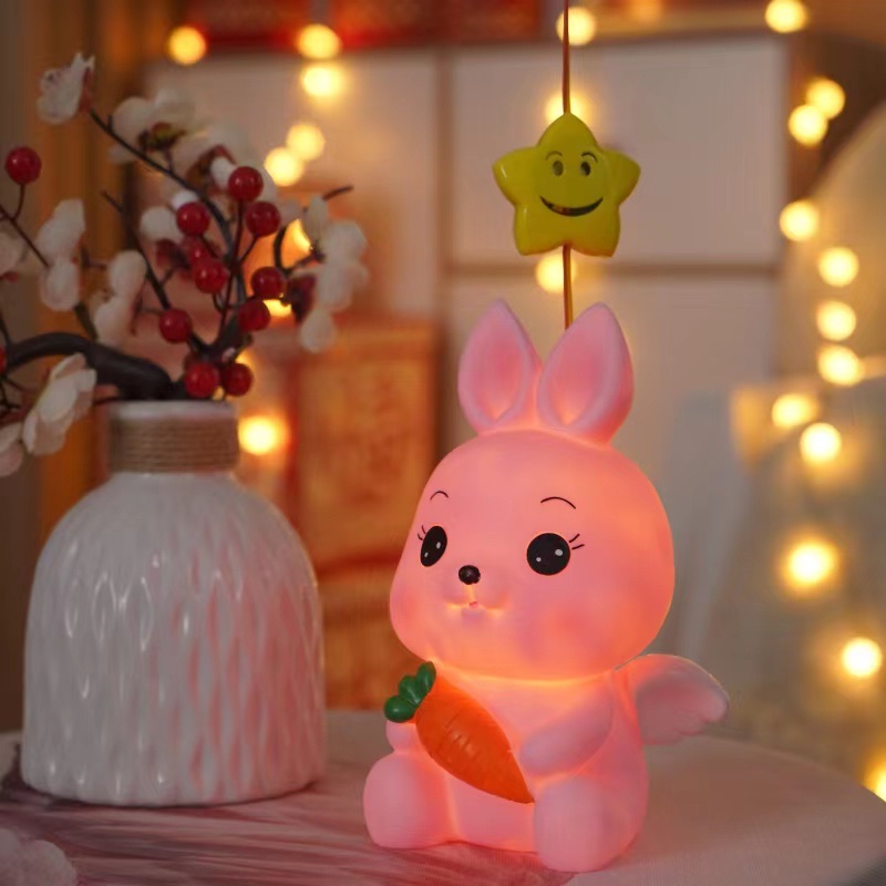 糖胶卡通存钱罐 儿童礼品 工艺品摆件粉色萝卜兔夜灯