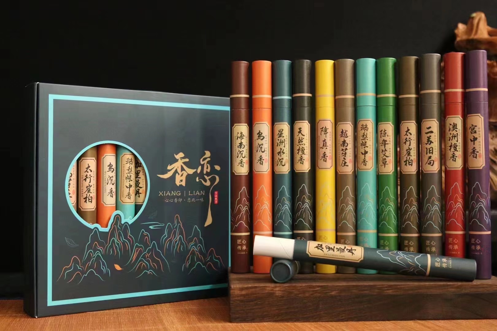 20g, 21cm incense stick, lying incense, Australian sandalwood, Singapore water-sunk lily, jasmine, rose, lavender, black-sunk goose pear, canopy incense, Two Su Old Ju Jiang True Incense, black-sunk incense details Picture