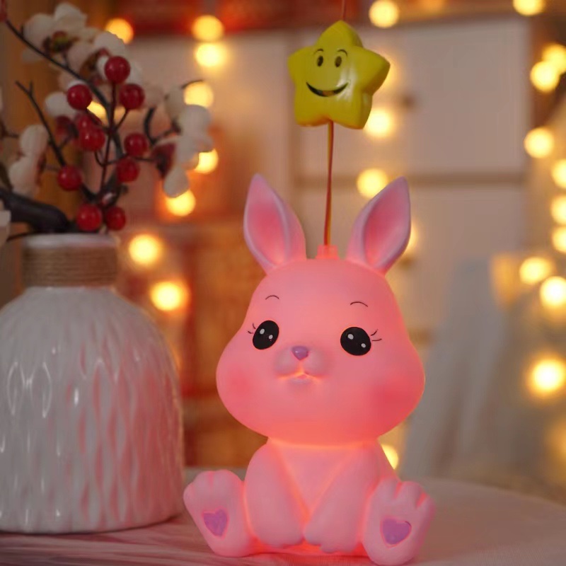 糖胶卡通存钱罐 儿童礼品 工艺品摆件粉色兔子夜灯