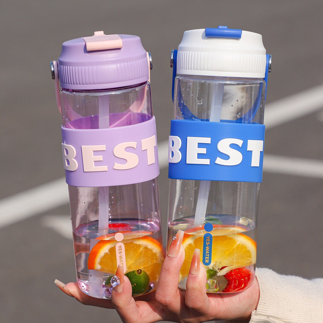 Ton ton bucket tritan cup, men's and women's summer fashionable sports water bottle, large-capacity sports water cup, straw cup Specification image