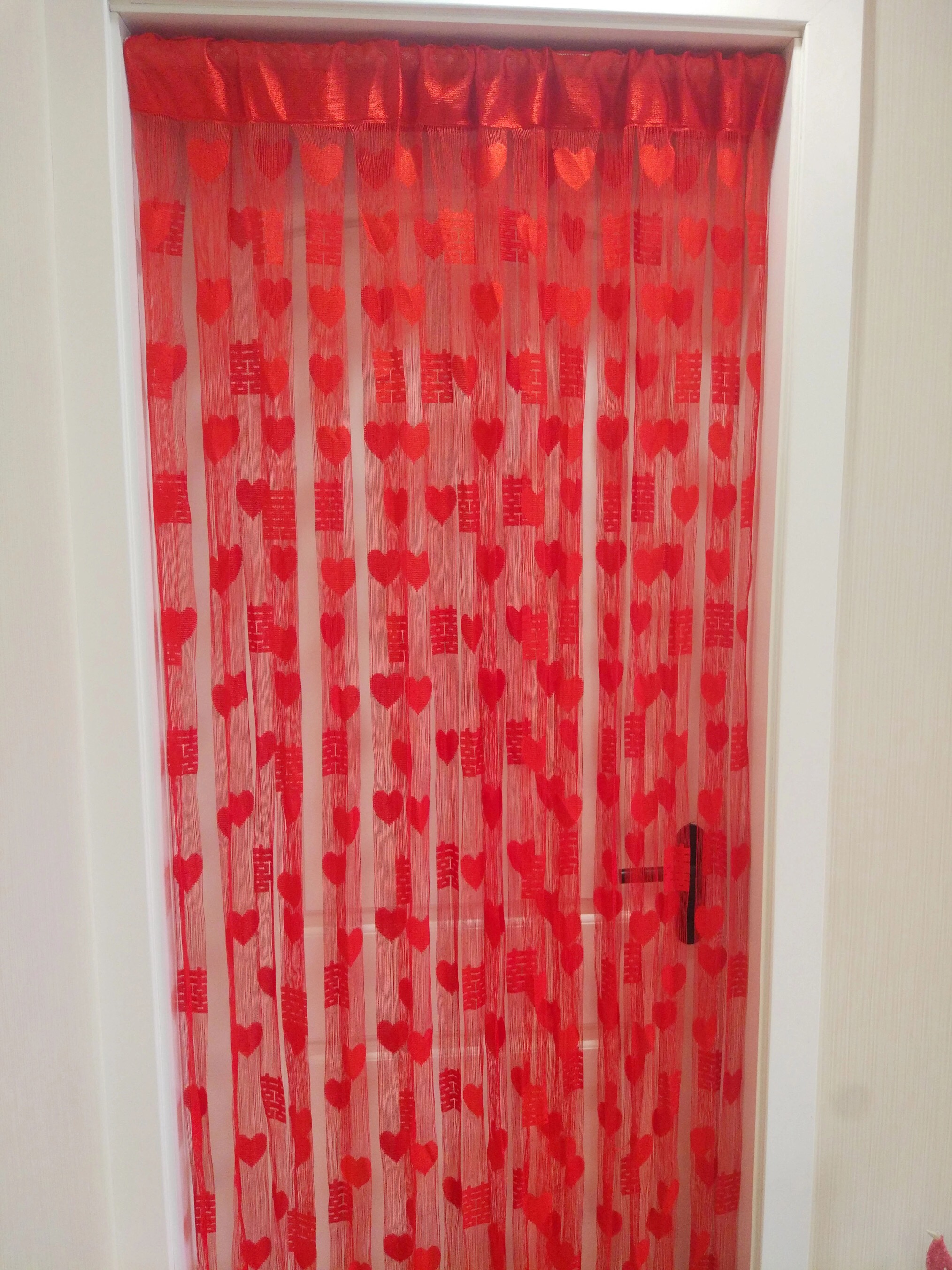 红色喜字结婚门帘 婚房新房浪漫爱心形隔断帘 婚庆用品布置线帘直线帘纱门帘门帘详情图4