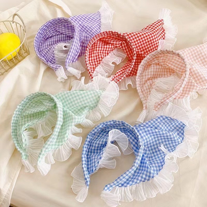 French Lace Triangle Headscarf Female Pastoral Style Silk Scarf Head Band Encapsulation Head Photo Net Red 2024 Summer New Hair Band Headband Female Summer Everything Specification drawing