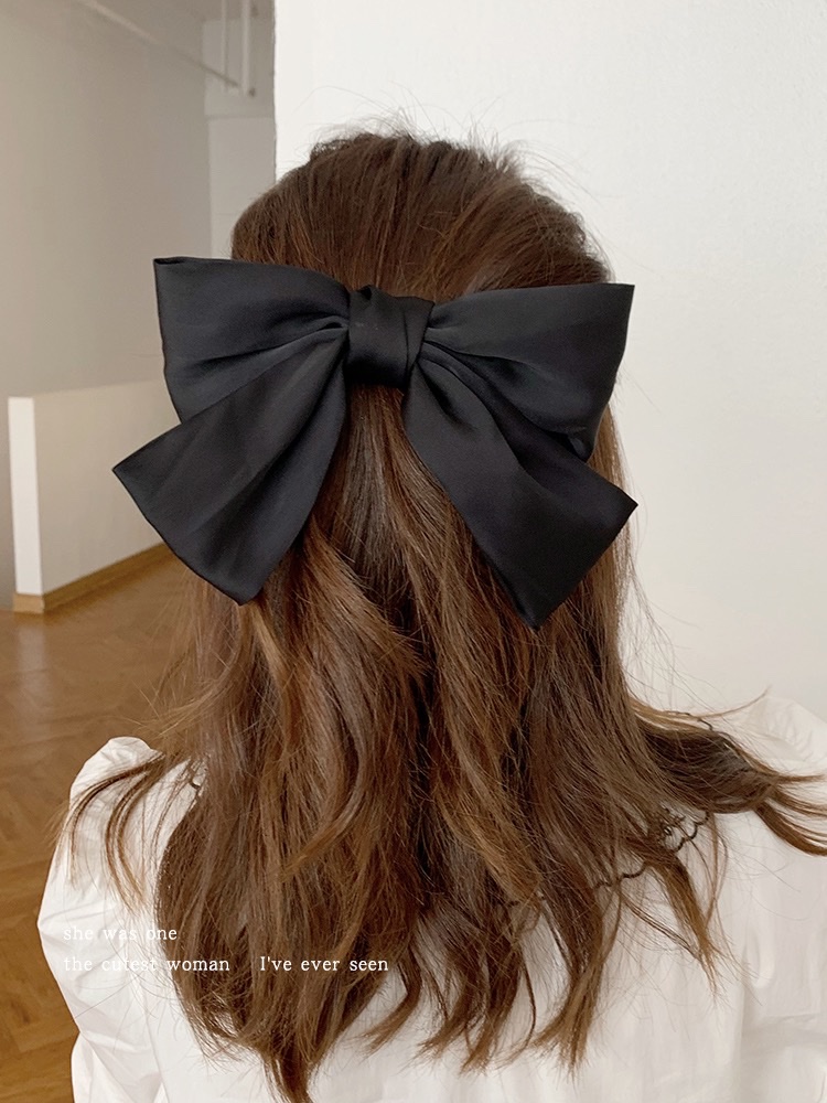 Korean large bow hair clips, spring clips, internet-famous super fairy clips, headwear, back of a girl's head, top clips, side clips, hair clips details Picture