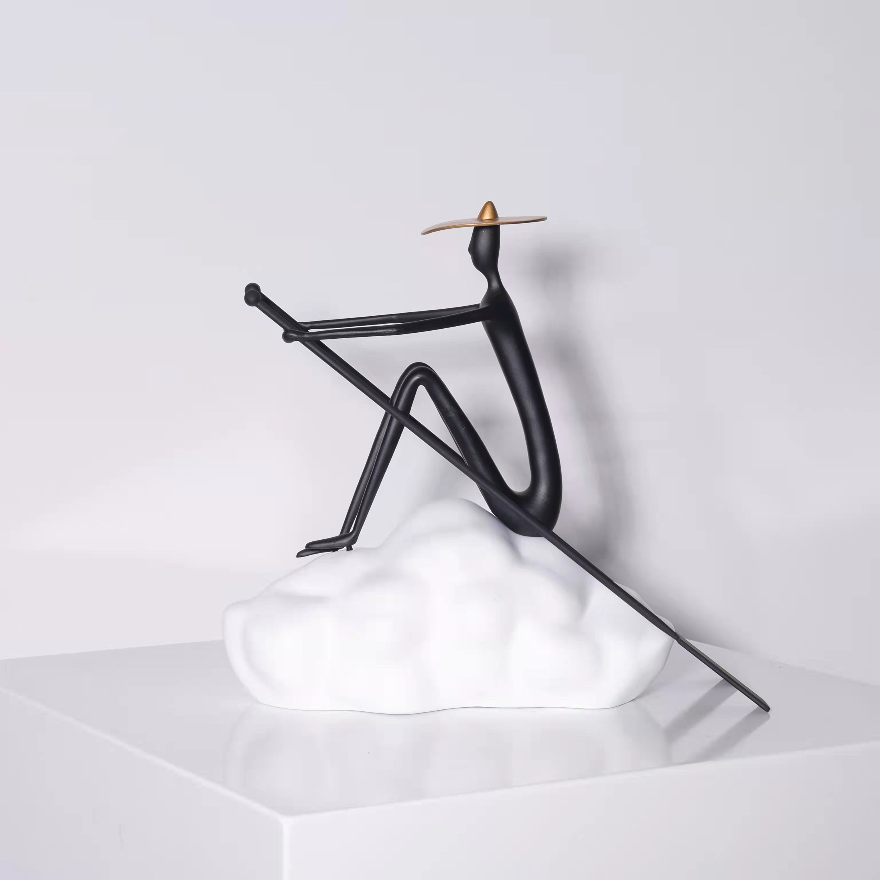 Modern and simple home living room TV cabinet desktop soft decoration model room abstract metal figure sculpture decorative resin ornaments