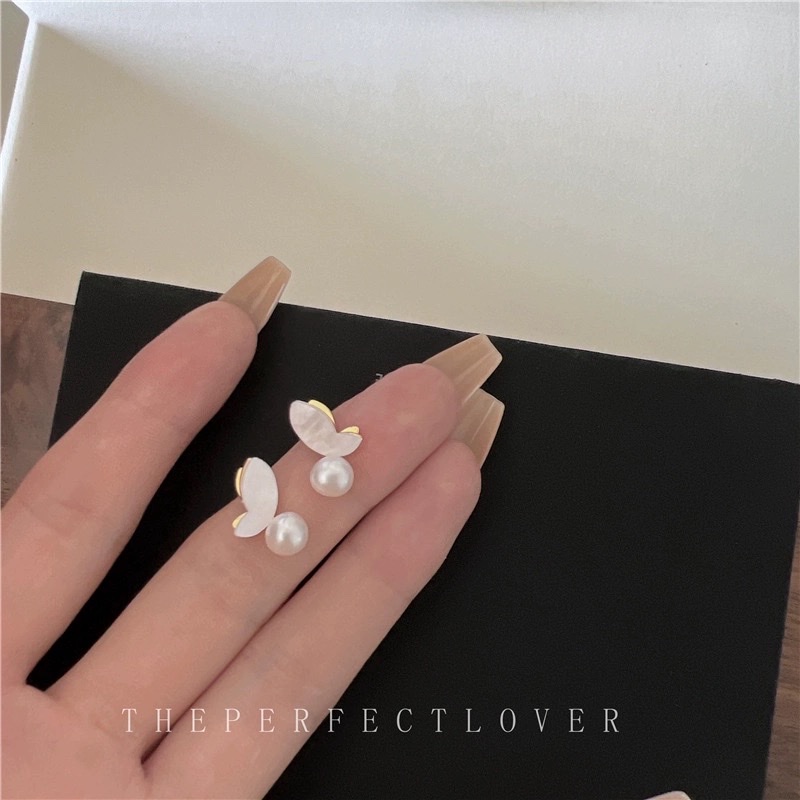 Yabidai natural high-quality freshwater pearl Stud earrings 5-6mm Butterfly Fairy Stud Earrings S925 Silver needle, a popular bestseller for women detail image 4