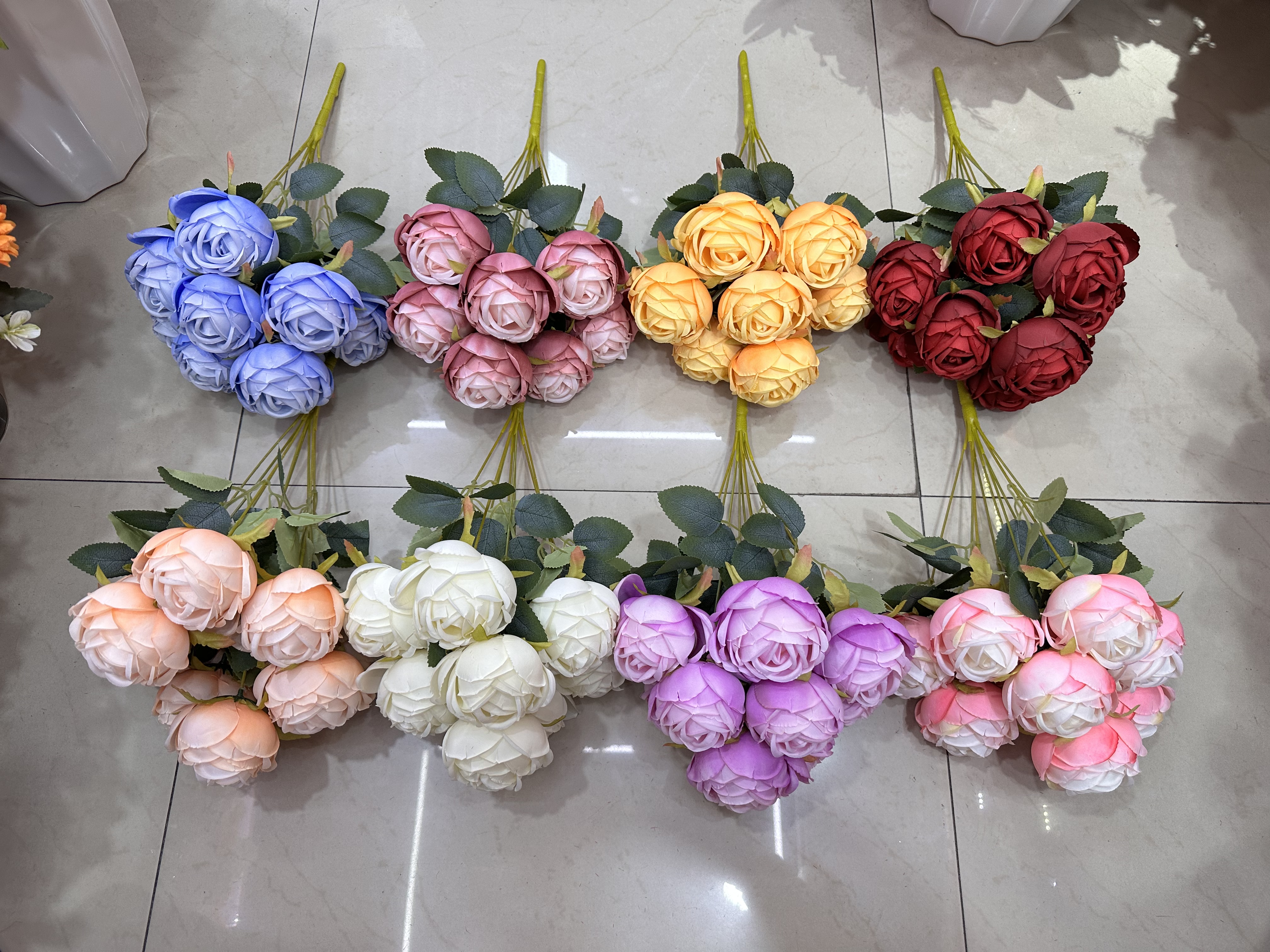 9-head tea rose artificial cherry blossom tree fruit model olive kernel partition