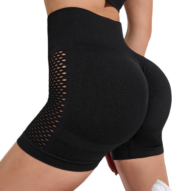 European and American peach-shaped hip-lifting sports shorts, women's summer high-waisted tight yoga pants as a base, running, fitness and cycling briefs detail image 5