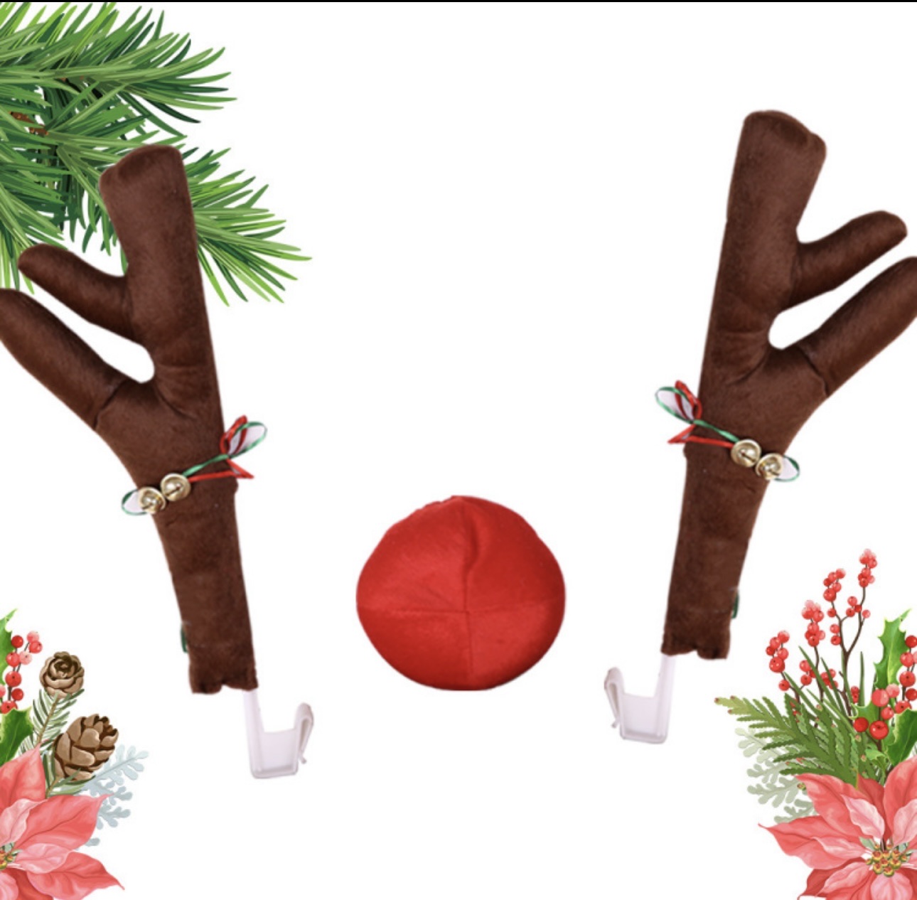跨境新款圣诞汽车鹿角圣诞创意汽车装饰拐杖圣诞树装饰品详情图8