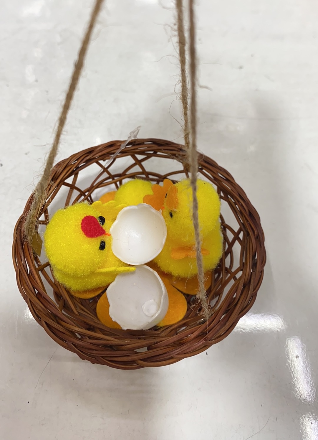 复活节小鸡蛋壳篮子挂件复活节竹篮子小鸡挂件