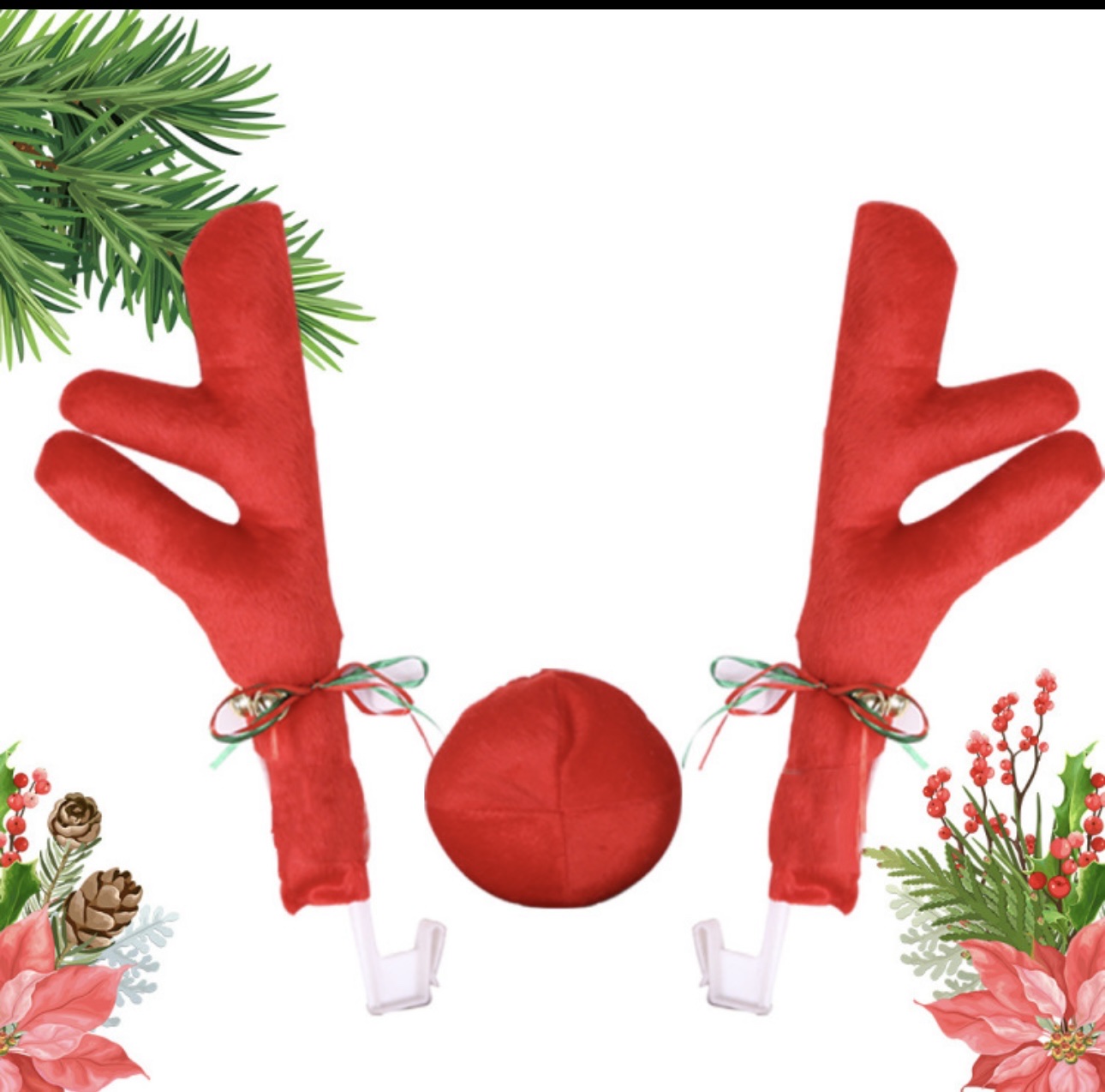 跨境新款圣诞汽车鹿角圣诞创意汽车装饰拐杖圣诞树装饰品详情图7