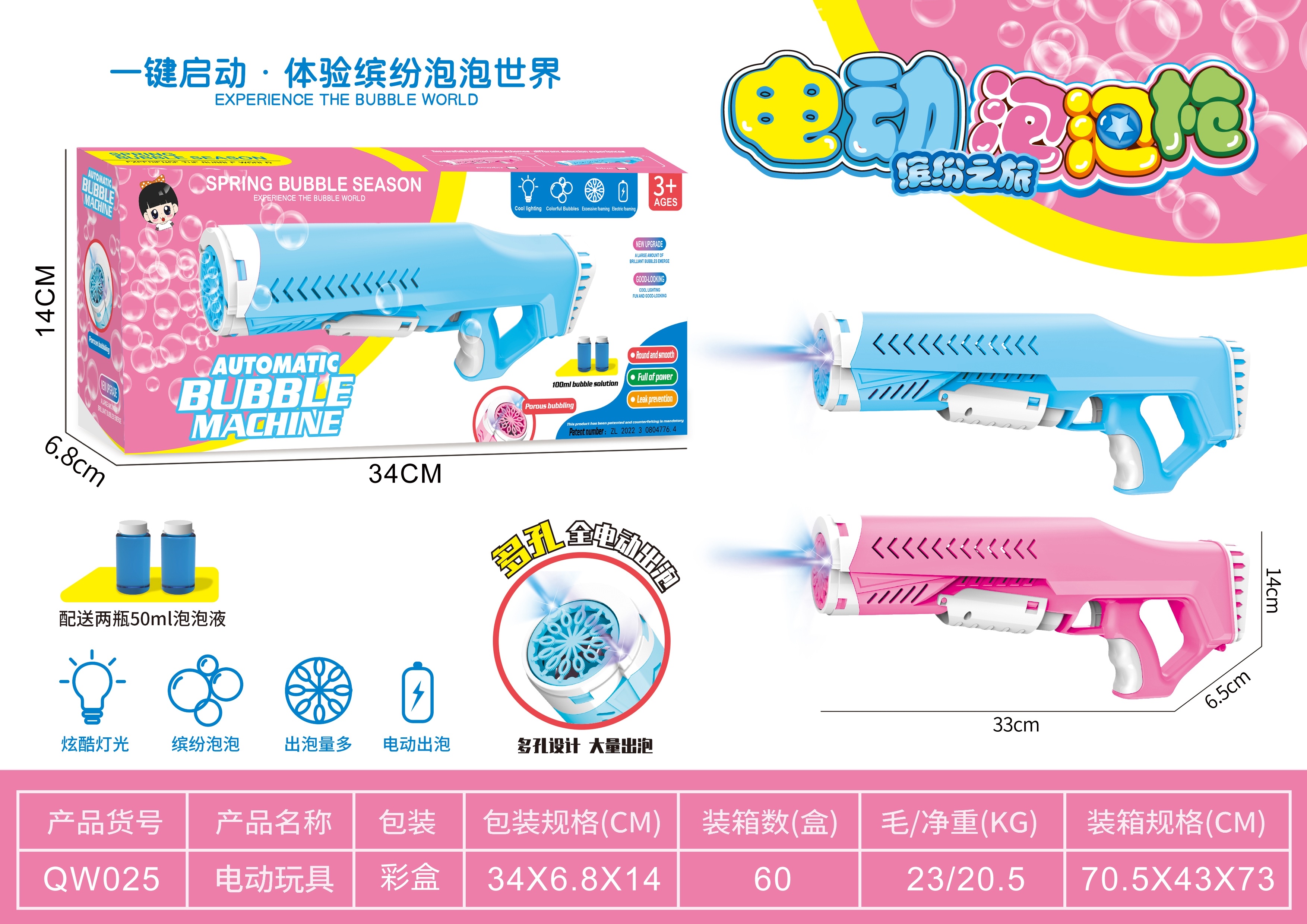 儿童夏季卡通泡泡机 玩具泡泡枪 泡泡棒儿童户外互动玩具 欢乐无尽的泡泡世界详情图1