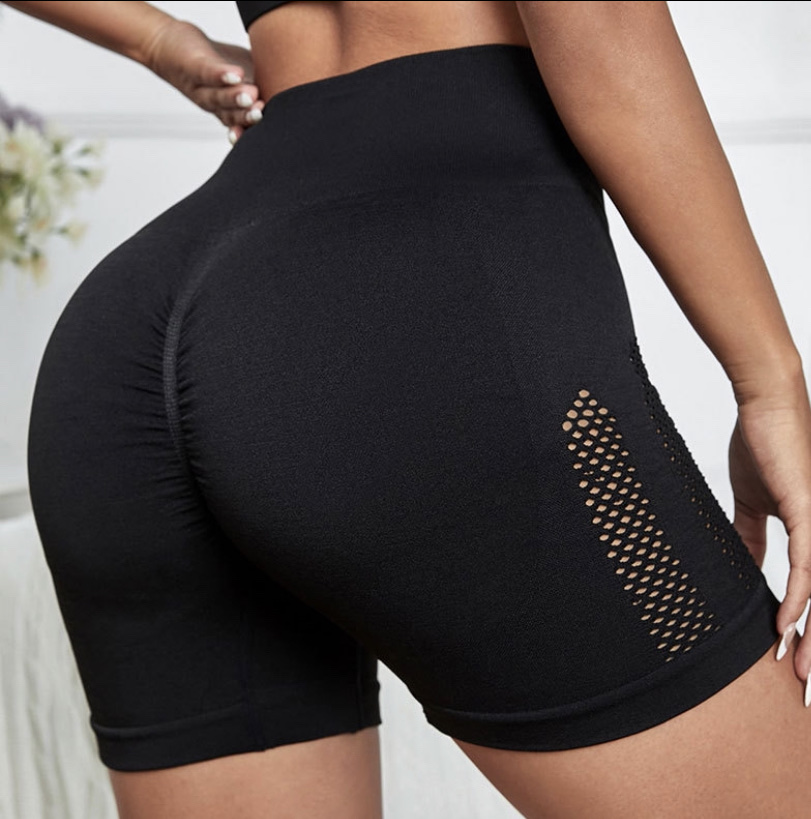European and American peach-shaped hip-lifting sports shorts, women's summer high-waisted tight yoga pants as a base, running, fitness and cycling briefs detail image 6