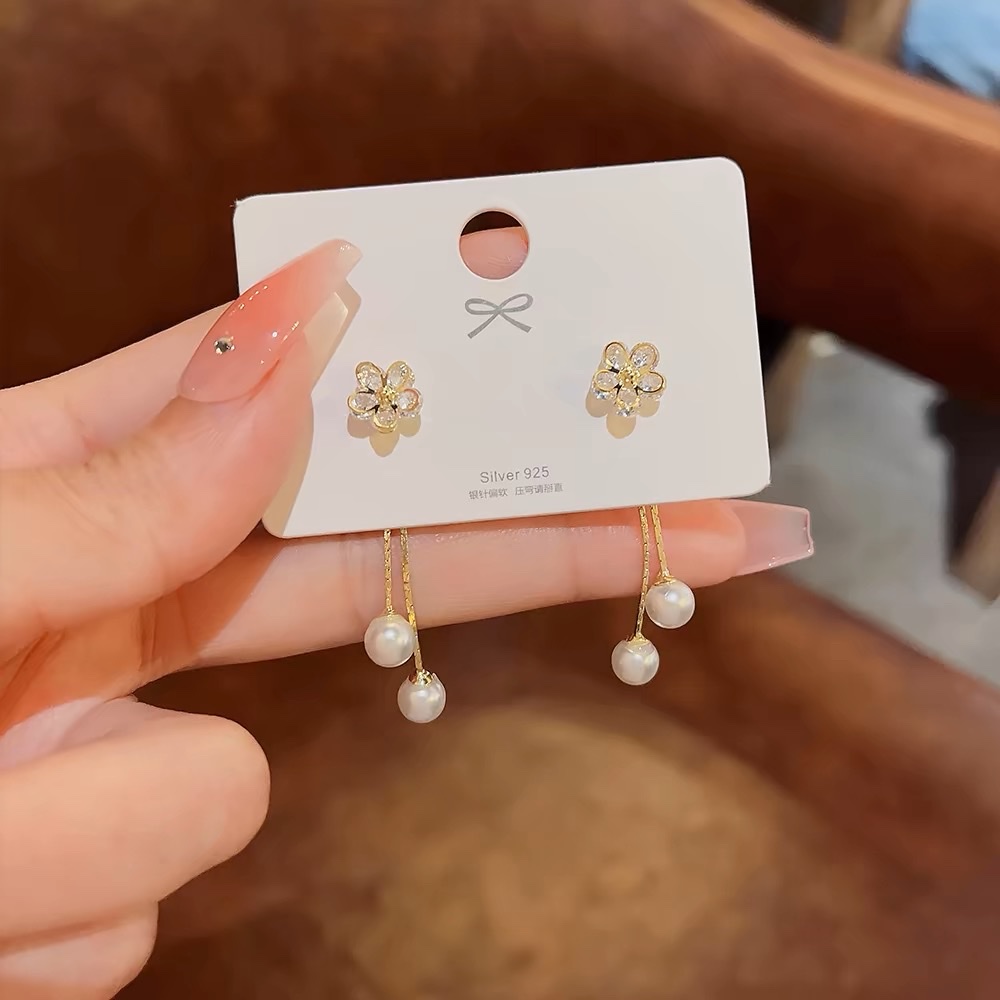 925 الأقراط الفضية الطويلة من أجل المرأة detail image 2