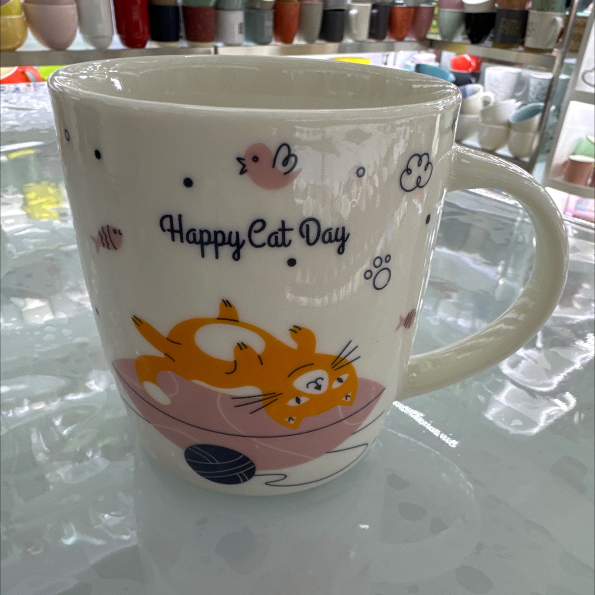 湖南醴陵湘玉陶瓷烤花卡通动物图案四款混装陶瓷杯白底实物图