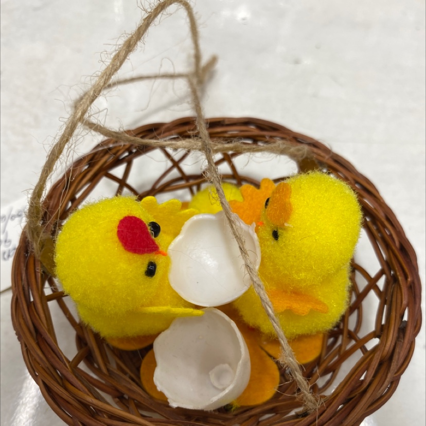 复活节小鸡蛋壳篮子挂件复活节竹篮子小鸡挂件详情图2