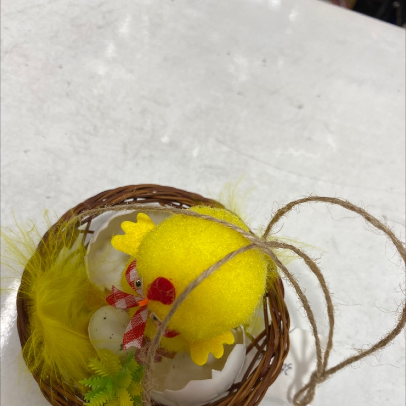 复活节小鸡戴蝴蝶结配饰篮子挂件复活节装饰品复活节彩蛋手提小鸡篮子复活节diy手工制作礼物详情图3