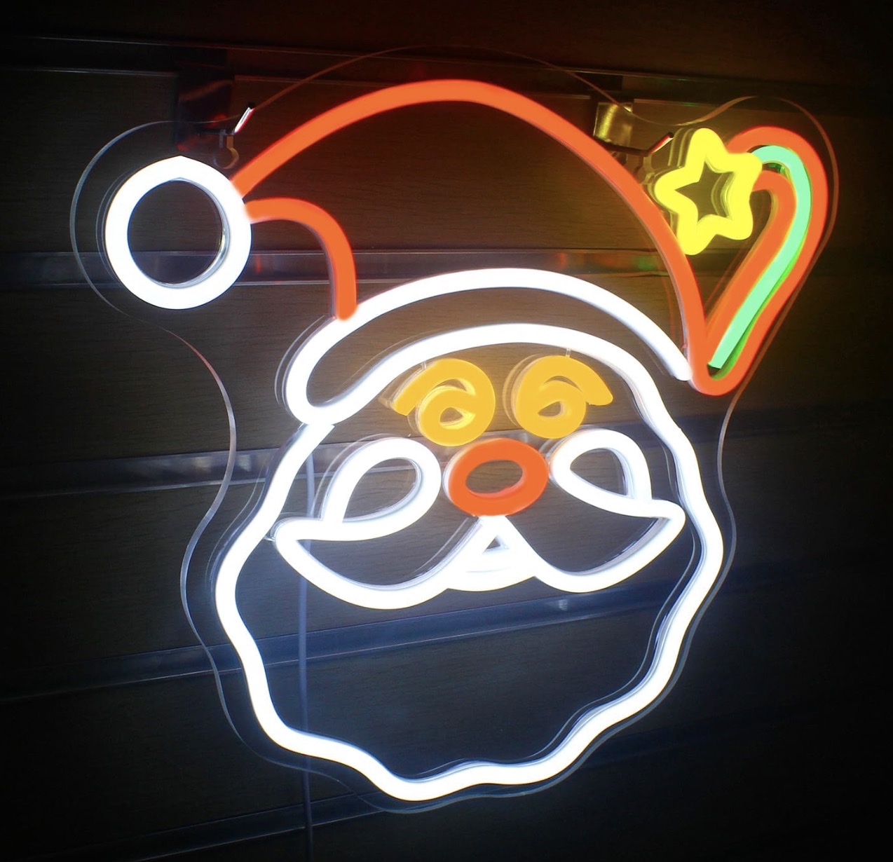 Merry Christmas圣诞老人霓虹灯，圣诞老人星星霓虹灯，霓虹灯标志墙壁装饰，USB供电开关详情图5