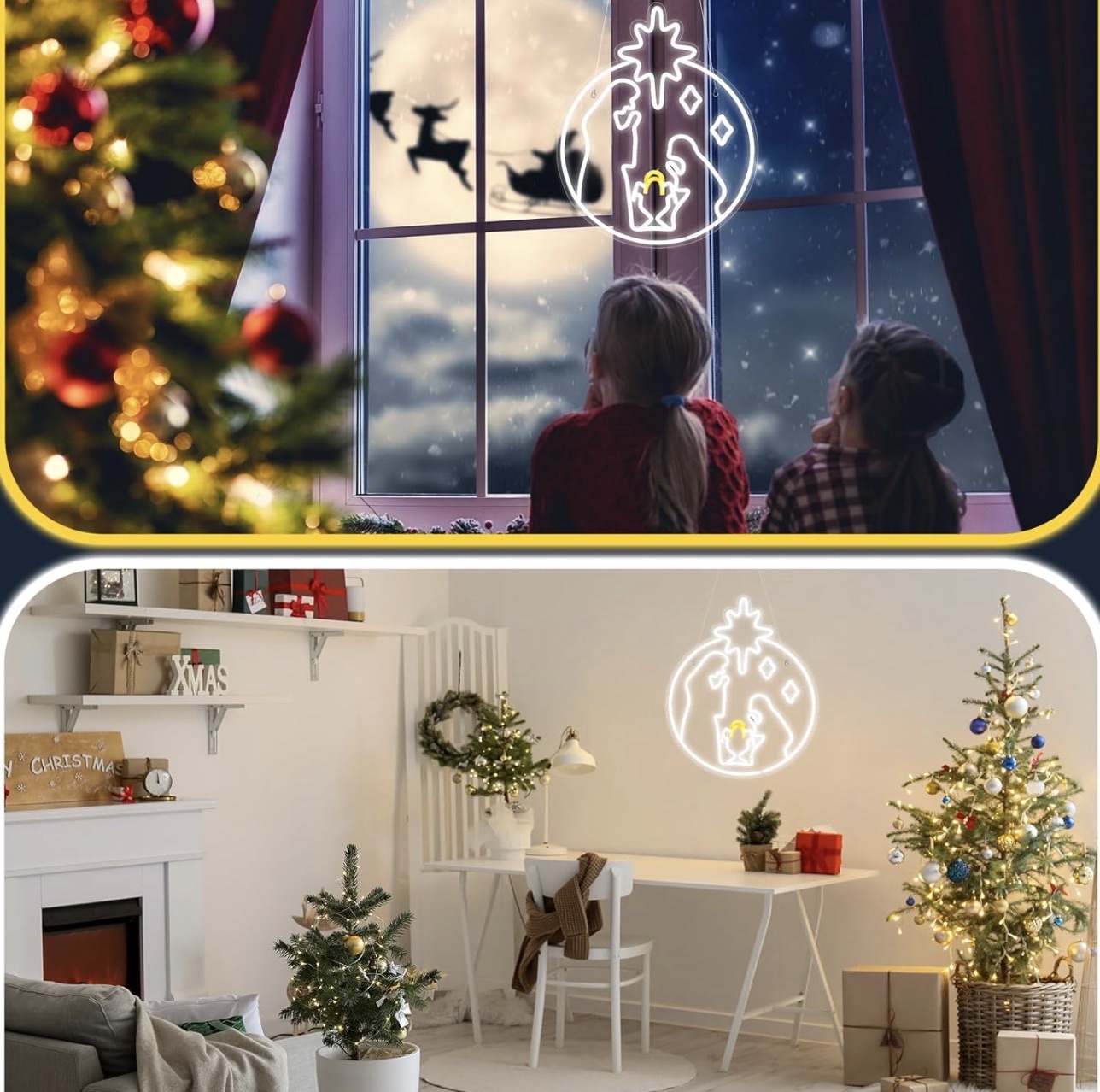 圣诞霓虹灯，耶稣圣诞橱窗灯光装饰，艺术霓虹灯，挂LED灯霓虹灯桌子标志酒店酒吧餐厅派对艺术礼物详情图3