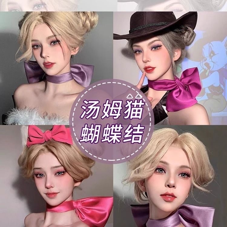 汤姆梦中情蝴蝶结猫咪假发发夹发卡发包发饰猫耳假发夸张头饰详情图4