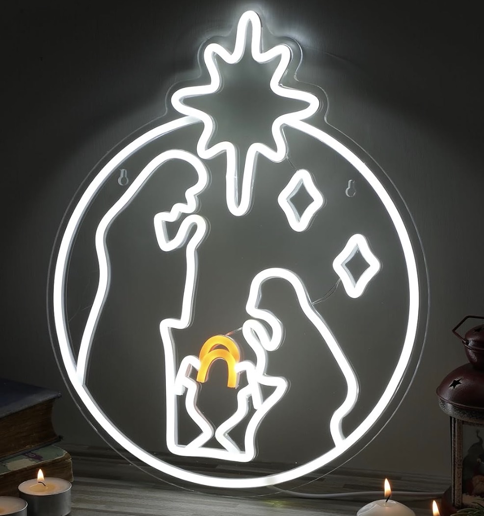 圣诞霓虹灯，耶稣圣诞橱窗灯光装饰，艺术霓虹灯，挂LED灯霓虹灯桌子标志酒店酒吧餐厅派对艺术礼物详情图2