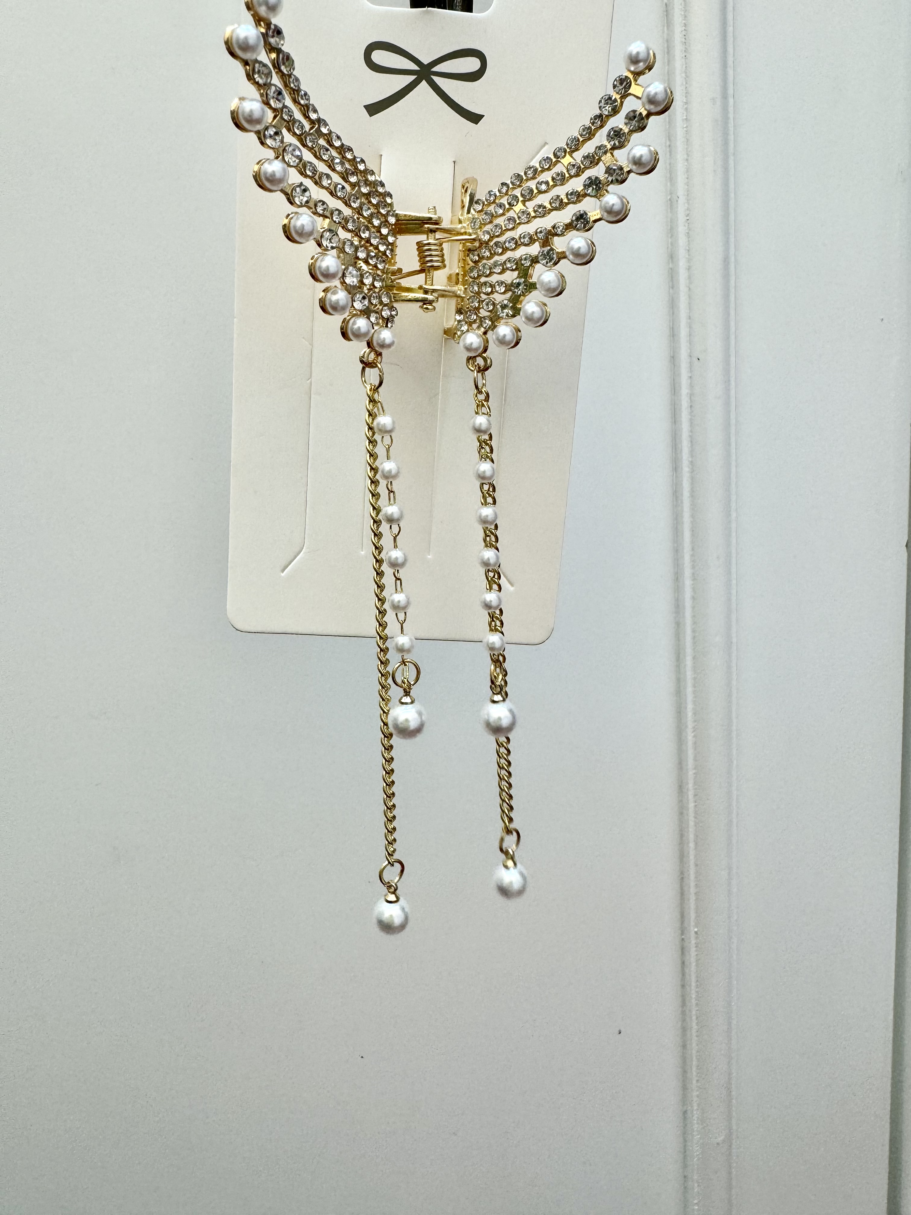 2023新款高端头顶刘海镶钻翅膀流苏发夹小众轻奢高级感