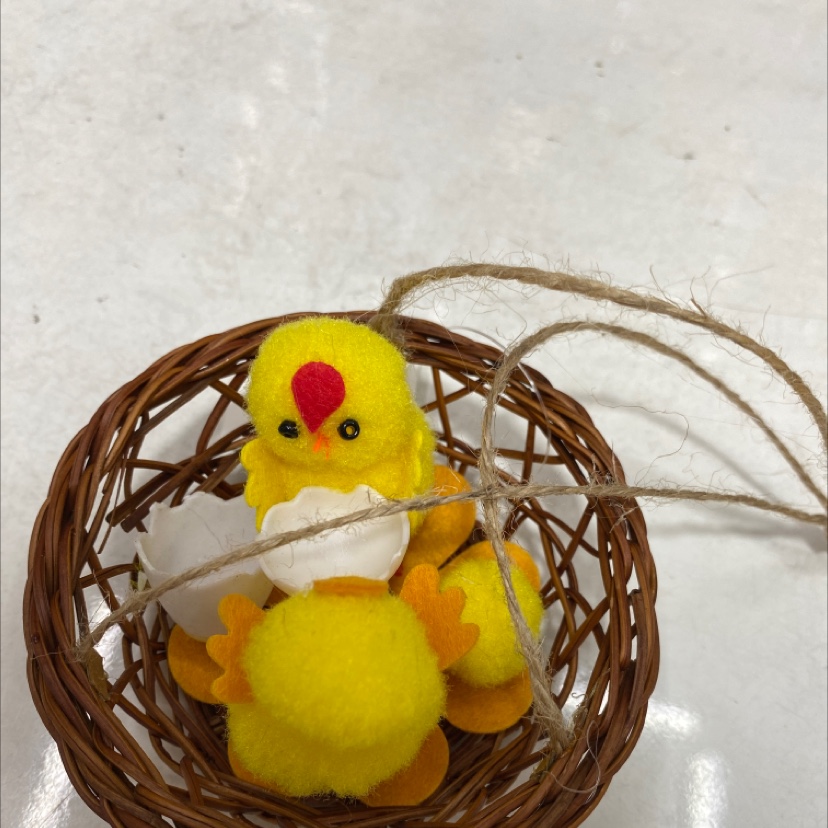 复活节小鸡蛋壳篮子挂件复活节竹篮子小鸡挂件详情图3