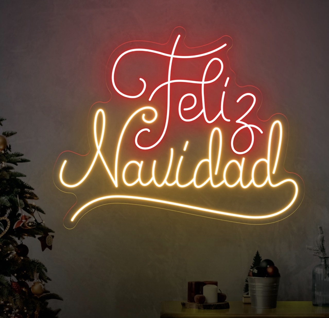 Feliz Navidad 西语圣诞快乐霓虹灯，USB供电，房间小夜灯，派对霓虹灯详情图4