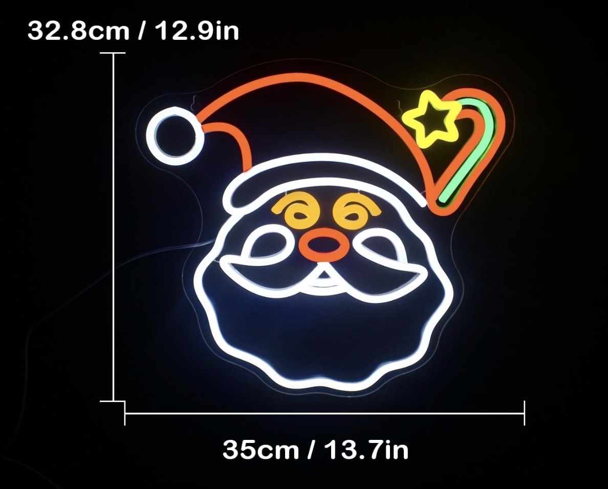 Merry Christmas圣诞老人霓虹灯，圣诞老人星星霓虹灯，霓虹灯标志墙壁装饰，USB供电开关详情图2