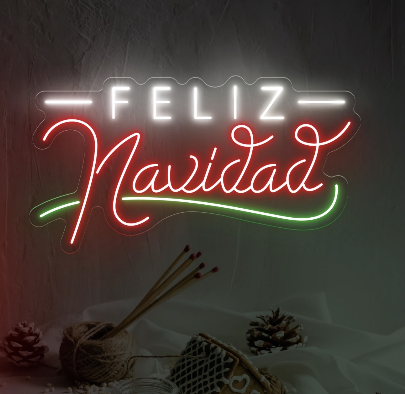 Feliz Navidad 西语圣诞快乐霓虹灯，USB供电，房间小夜灯，派对霓虹灯详情图6
