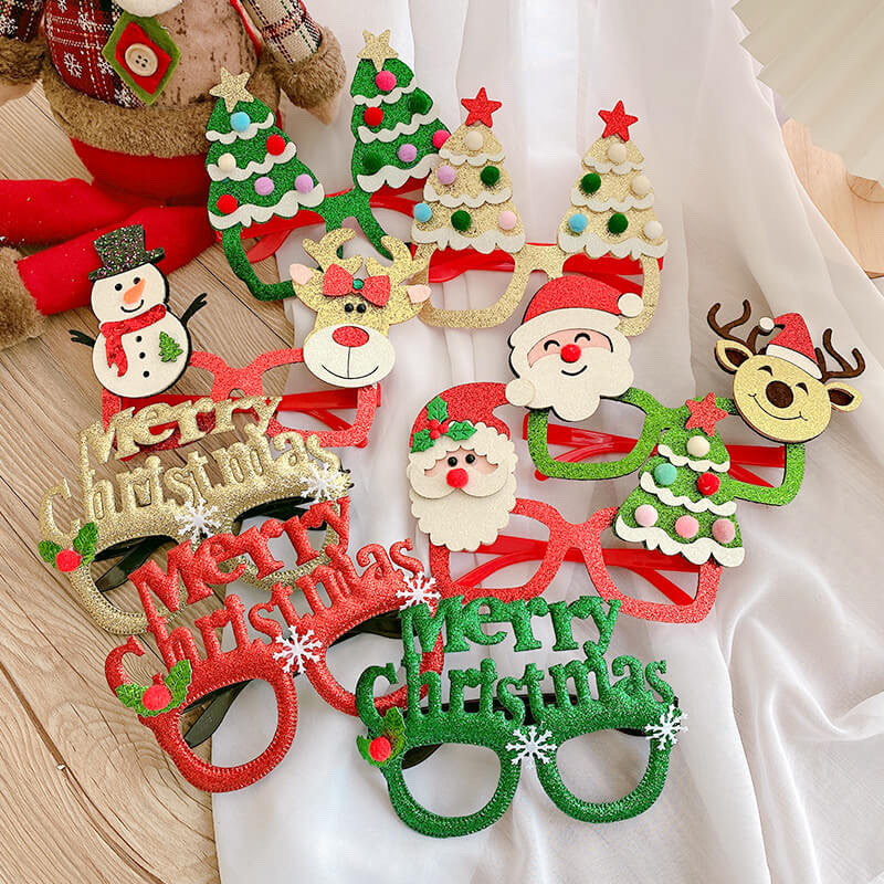 圣诞节麋鹿眼镜儿童镜框鹿角装饰圣诞树雪人网红道具派对