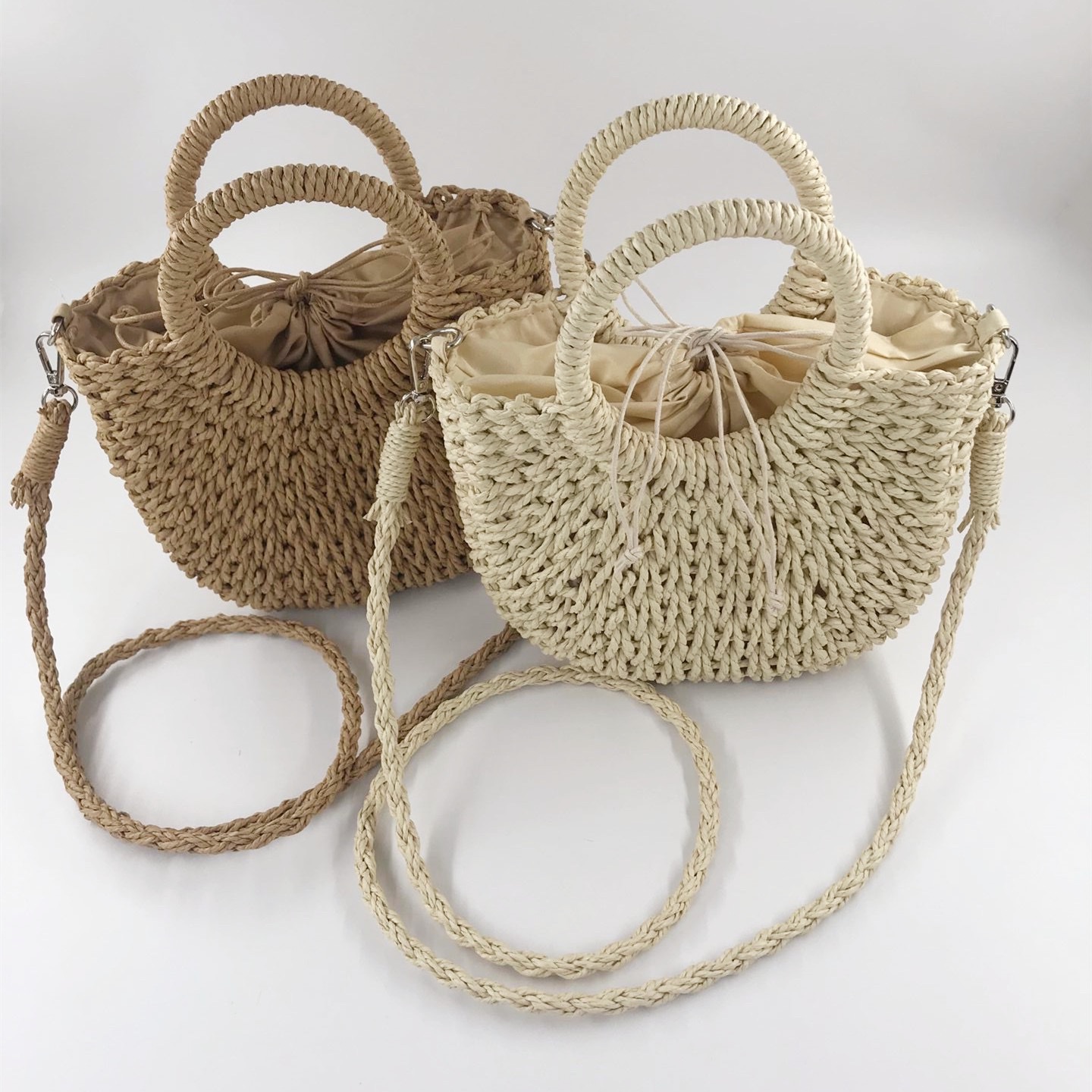 Summer's new forest-style women's straw weaving bags, hand-woven bags, casual and fashionable handbags, crossbody dual-purpose beach bags, woven bags, straw weaving bags, women's straw weaving artistic woven bags, women's straw weaving is popular Specification image