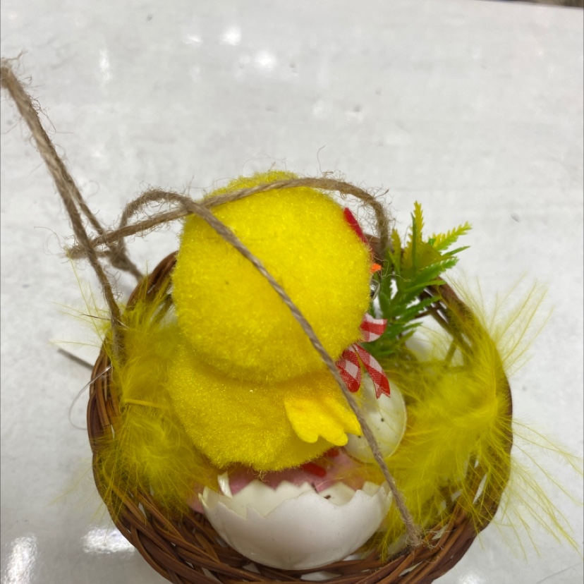 复活节小鸡戴蝴蝶结配饰篮子挂件复活节装饰品复活节彩蛋手提小鸡篮子复活节diy手工制作礼物详情图2