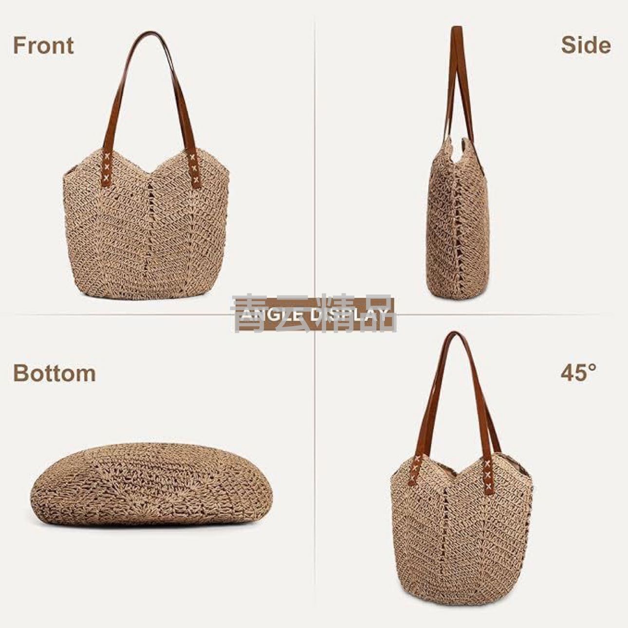 New hand-woven bag, large-capacity single-shoulder women's bag, textured underarm bag, seaside vacation forest-style French straw bag, woven bag, straw bag, Lafite straw bag, women's straw artistic woven bag, women's straw artistic woven bag Item Picture