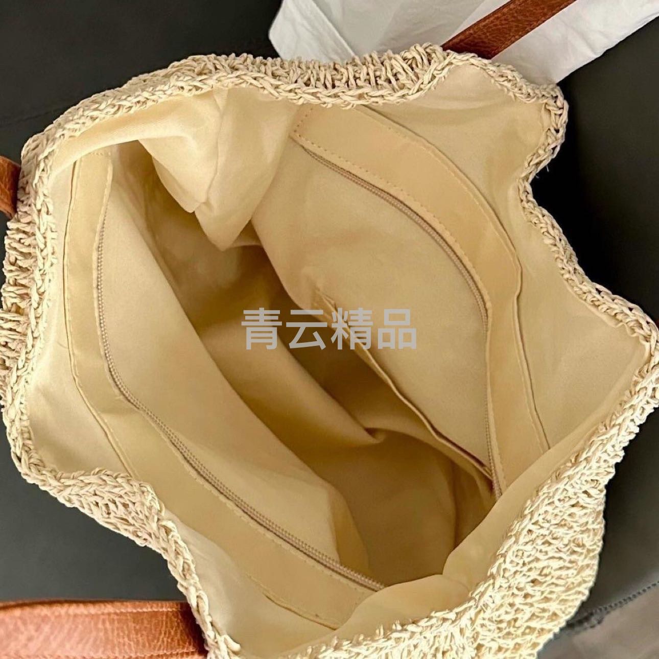 New hand-woven bag, large-capacity single-shoulder women's bag, textured underarm bag, seaside vacation forest-style French straw bag, woven bag, straw bag, Lafite straw bag, women's straw artistic woven bag, women's straw artistic woven bag detail image 8