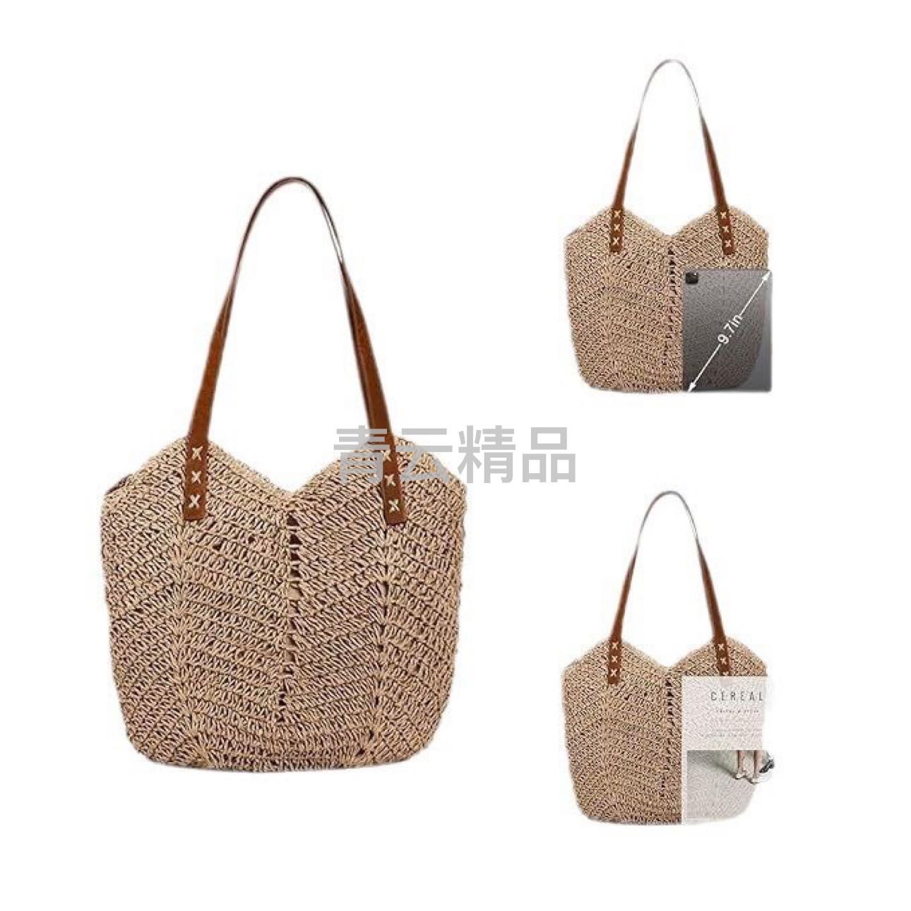 New hand-woven bag, large-capacity single-shoulder women's bag, textured underarm bag, seaside vacation forest-style French straw bag, woven bag, straw bag, Lafite straw bag, women's straw artistic woven bag, women's straw artistic woven bag detail image 10