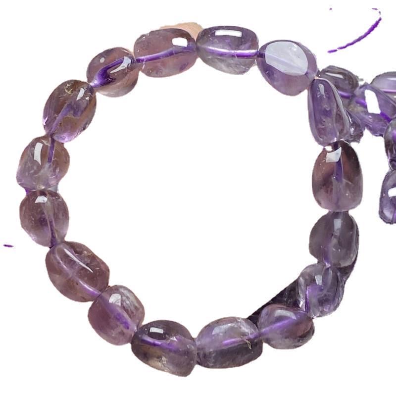九紫离火年爆款放漏天然紫水晶糖豆手链DIY手串随形配件 白底实物图